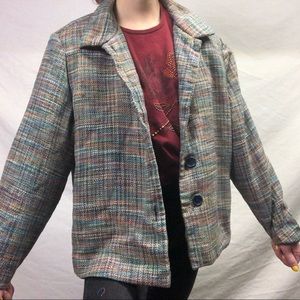 Gray & Rainbow Vintage Cottagecore Silk Blazer